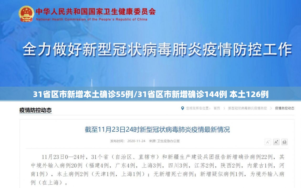 31省区市新增本土确诊55例/31省区市新增确诊144例 本土126例 31省区市新增本土确诊55例/31省区市新增确诊144例 本土126例