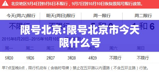 限号北京:限号北京市今天限什么号