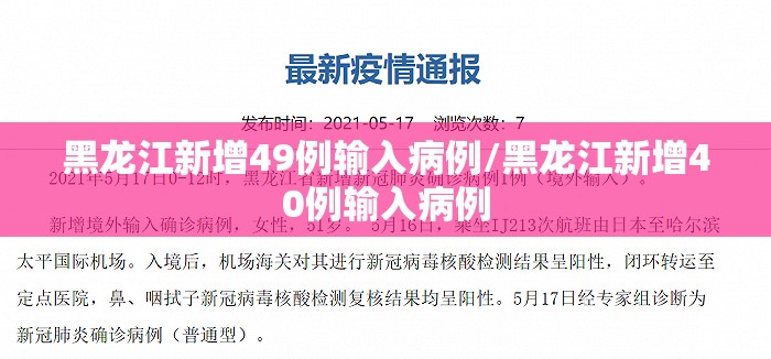 黑龙江新增49例输入病例/黑龙江新增40例输入病例
