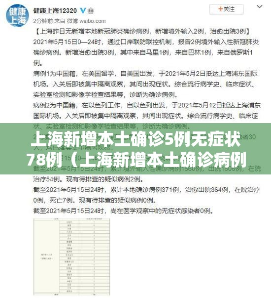 上海新增本土确诊5例无症状78例（上海新增本土确诊病例轨迹）
