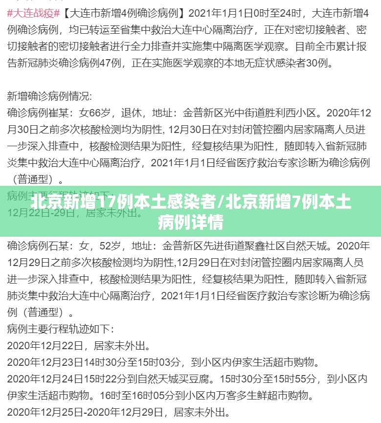 北京新增17例本土感染者/北京新增7例本土病例详情