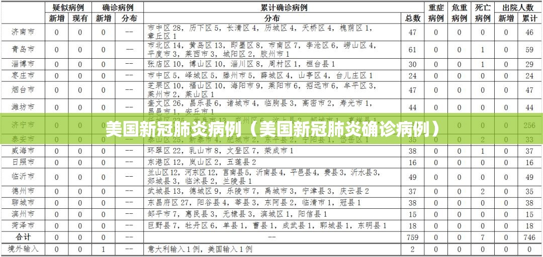 美国新冠肺炎病例（美国新冠肺炎确诊病例）