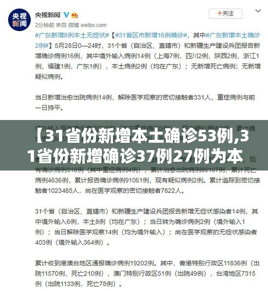 【31省份新增本土确诊53例,31省份新增确诊37例27例为本土病例】