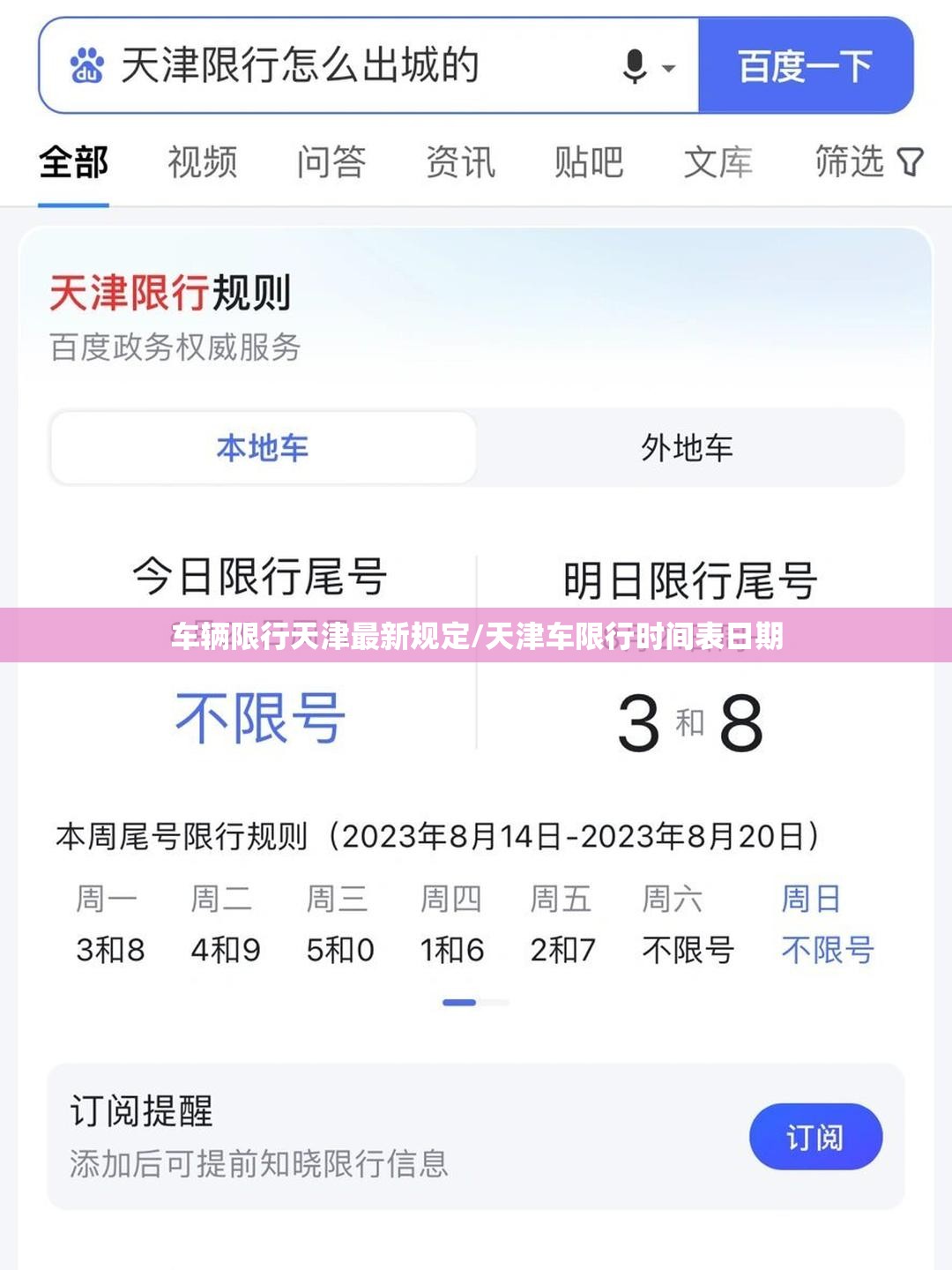 车辆限行天津最新规定/天津车限行时间表日期