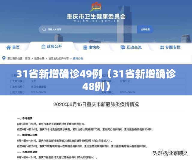 31省新增确诊49例(31省新增确诊48例) 31省新增确诊49例(31省新增确诊48例)