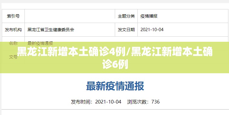 黑龙江新增本土确诊4例/黑龙江新增本土确诊6例 黑龙江新增本土确诊4例/黑龙江新增本土确诊6例