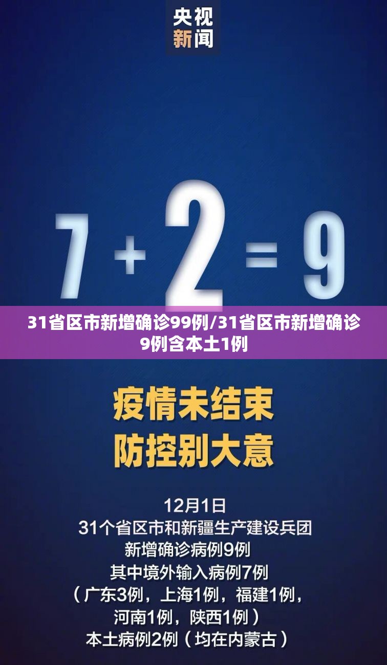 31省区市新增确诊99例/31省区市新增确诊9例含本土1例