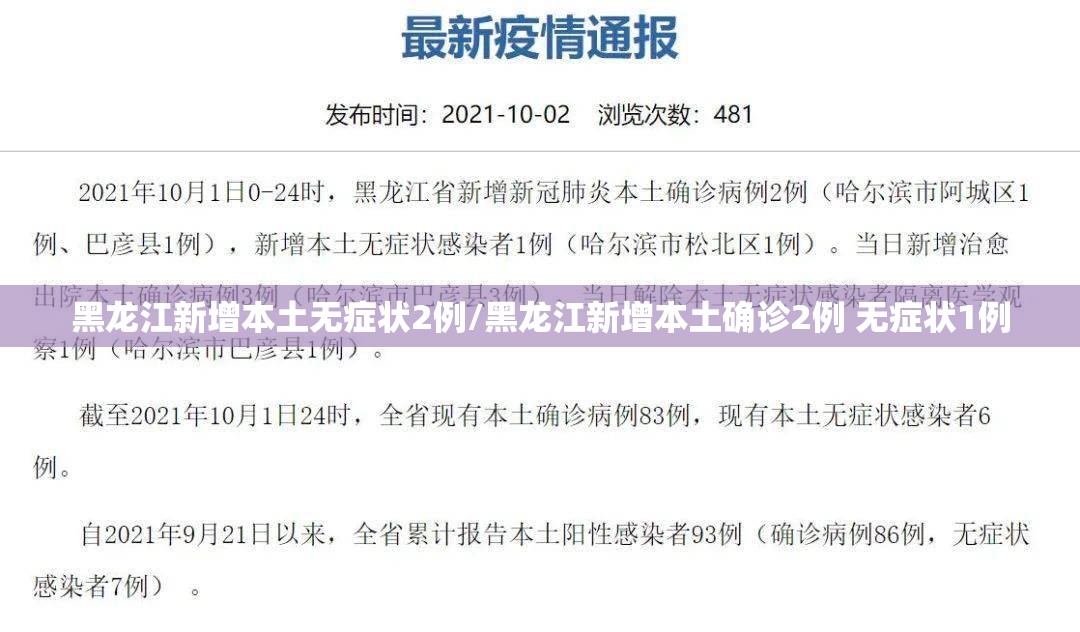 黑龙江新增本土无症状2例/黑龙江新增本土确诊2例 无症状1例