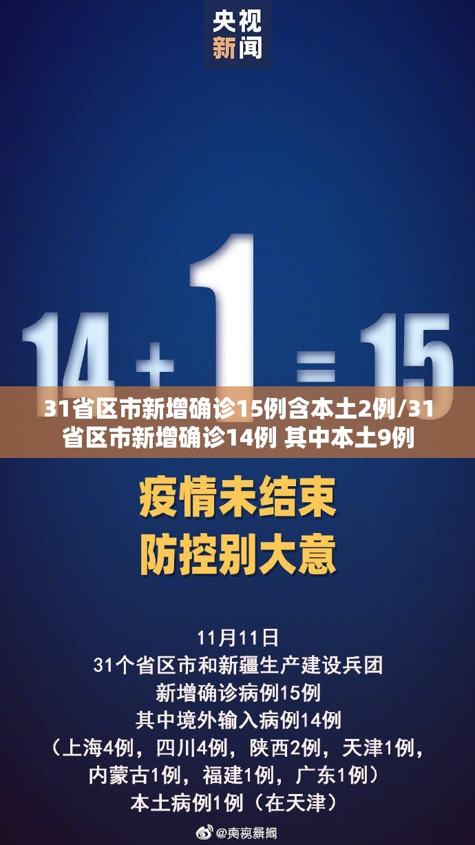 31省区市新增确诊15例含本土2例/31省区市新增确诊14例 其中本土9例