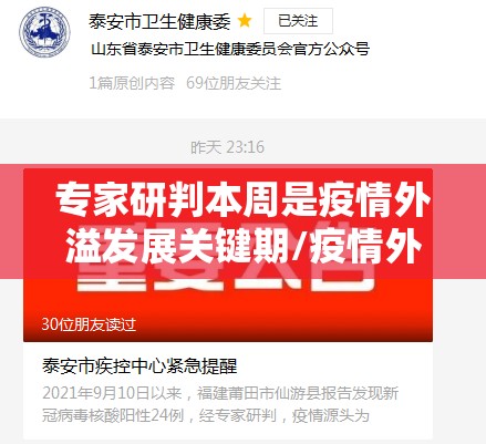 专家研判本周是疫情外溢发展关键期/疫情外溢是什么意思