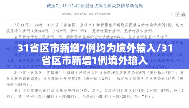 31省区市新增7例均为境外输入/31省区市新增1例境外输入
