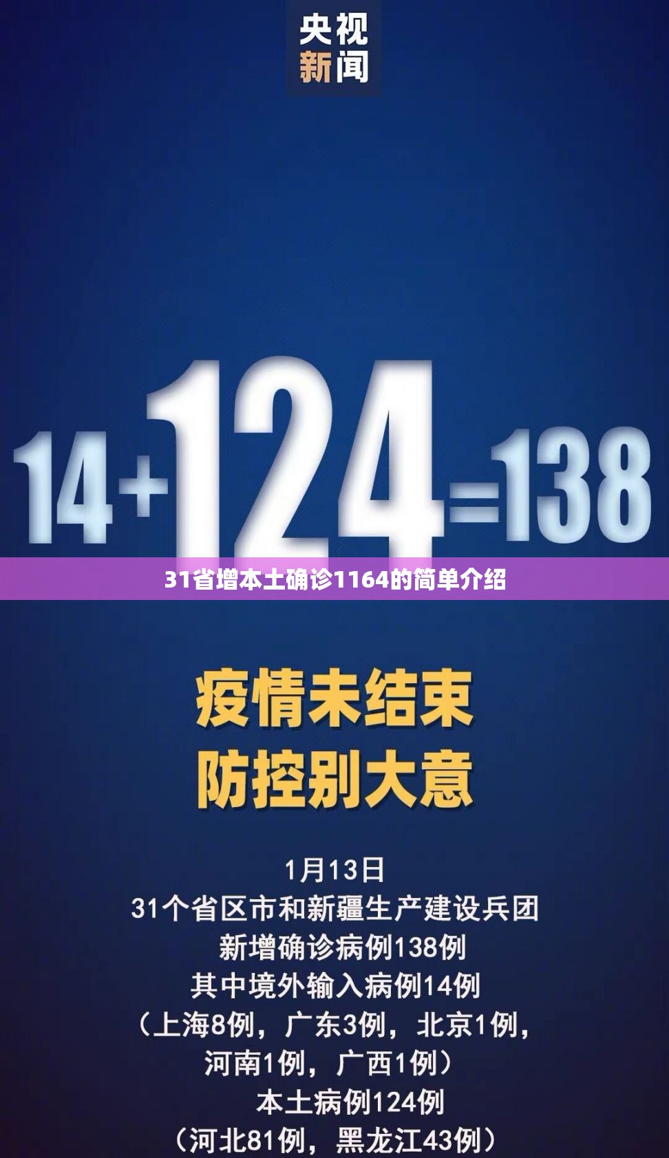 31省增本土确诊1164的简单介绍