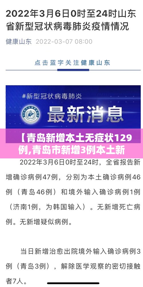 【青岛新增本土无症状129例,青岛市新增3例本土新冠肺炎无症状感染者】
