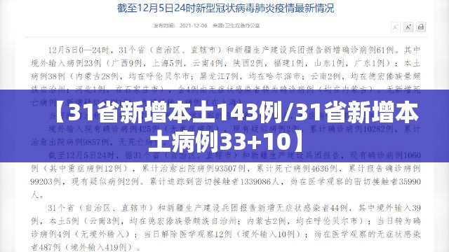 【31省新增本土143例/31省新增本土病例33+10】
