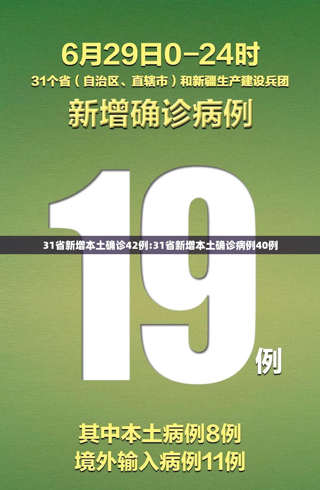 31省新增本土确诊42例:31省新增本土确诊病例40例