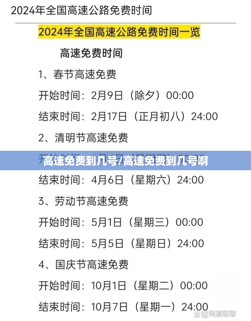 高速免费到几号/高速免费到几号啊