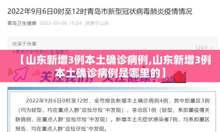 【山东新增3例本土确诊病例,山东新增3例本土确诊病例是哪里的】 【山东新增3例本土确诊病例,山东新增3例本土确诊病例是哪里的】