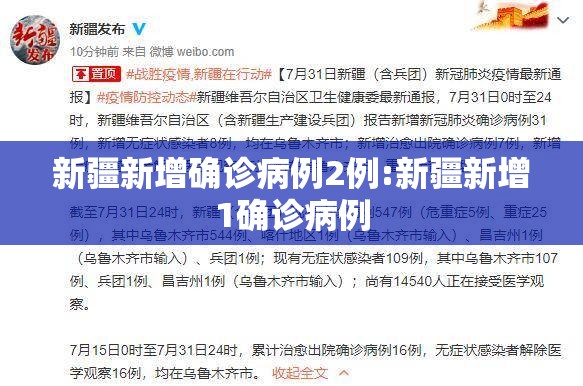 新疆新增确诊病例2例:新疆新增1确诊病例