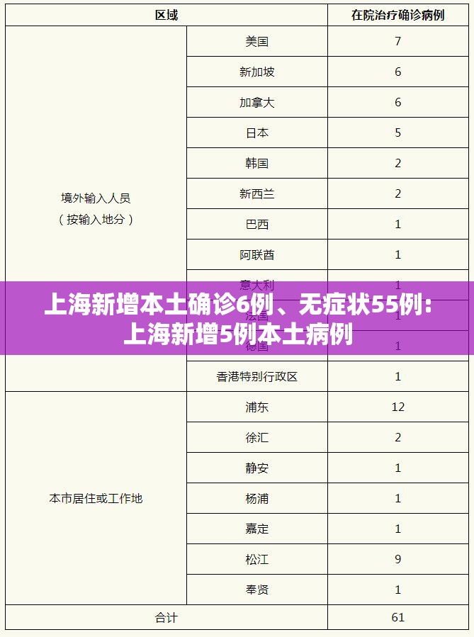 上海新增本土确诊6例、无症状55例:上海新增5例本土病例