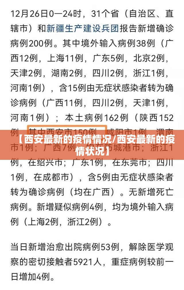 【西安最新的疫情情况/西安最新的疫情状况】
