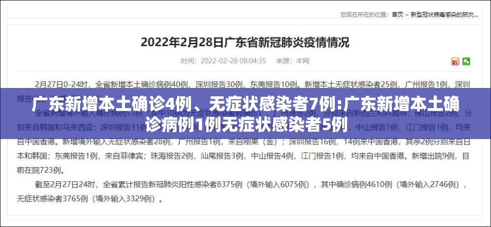 广东新增本土确诊4例、无症状感染者7例:广东新增本土确诊病例1例无症状感染者5例